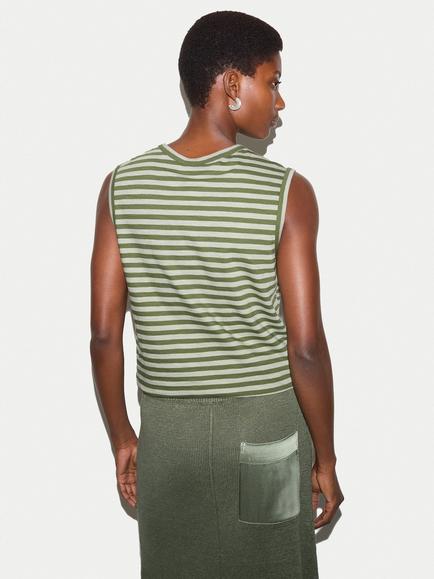 Jigsaw Scoop Slub Stripe Tank Top, Green - view 2, Green