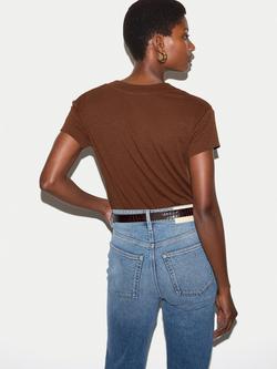 Jigsaw Pure Cotton Slim Fit Short Sleeve T-Shirt, Brown - view 2, Brown