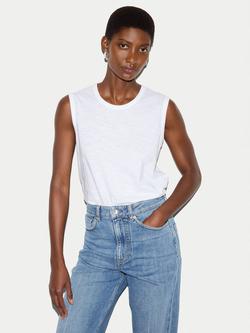 Jigsaw Cotton Slub Scoop Tank Top, Red, White