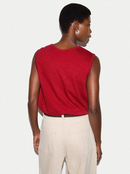 Jigsaw Cotton Slub Scoop Tank Top, Red - view 2, Red