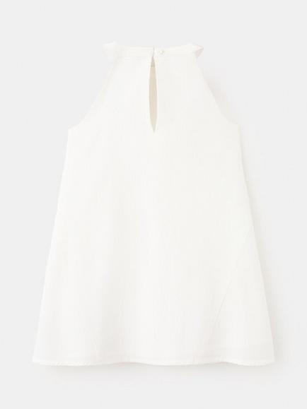 Mango Kids' Sleeveless Embroidered A-Line Dress, Cream - view 2, Cream