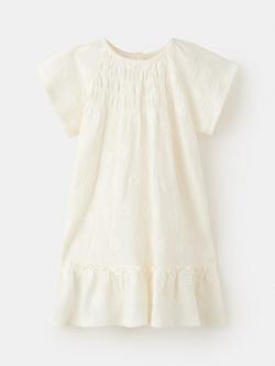 Mango Kids' Textured Short Sleeve Dress, Cream, Cream