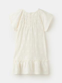 Mango Kids' Textured Short Sleeve Dress, Cream - view 2, Cream