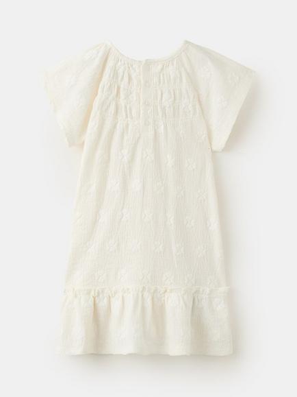 Mango Kids' Textured Short Sleeve Dress, Cream - view 2, Cream