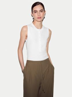 Jigsaw Ribbed Henley Vest, White