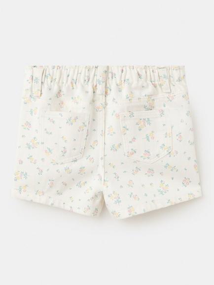 Mango Kids' Floral Denim Shorts, Cream - view 2, Cream