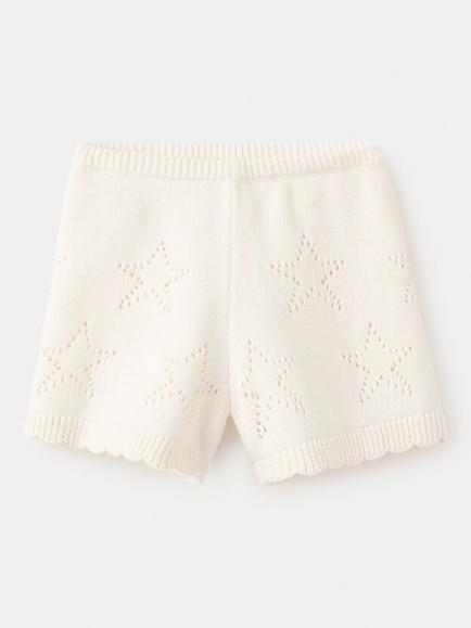 Mango Kids' Pointelle Star Shorts, Cream, Cream