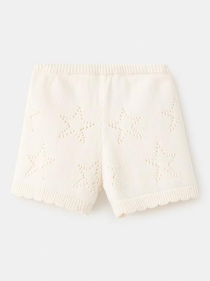 Mango Kids' Pointelle Star Shorts, Cream - view 2, Cream
