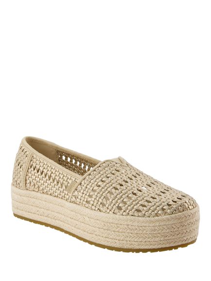 TOMS Valencia Basketweave Platform Espadrille Sandals, Champagne - view 2, Champagne