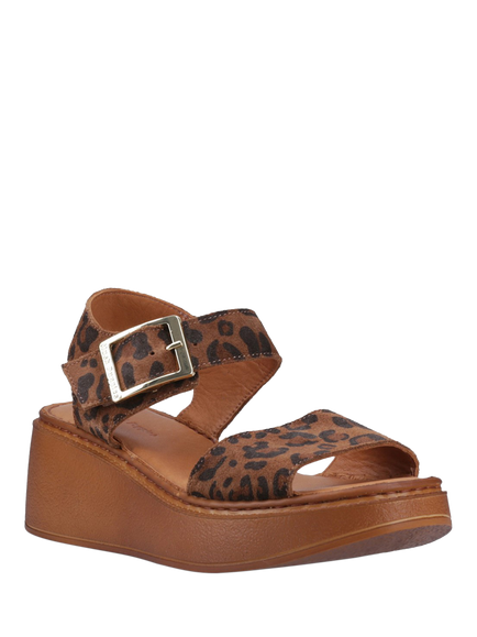Hush Puppies Beatrix Wedge Heel Footbed Sandals, Leopard - view 2, Leopard