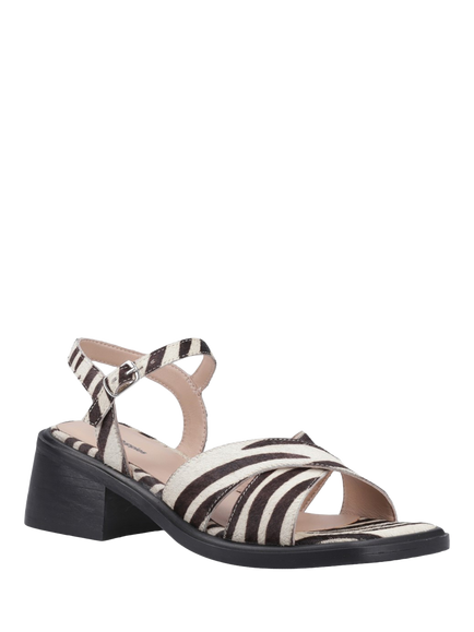 Hush Puppies Zuri Leather Block Heel Sandals, Zebra - view 2, Zebra