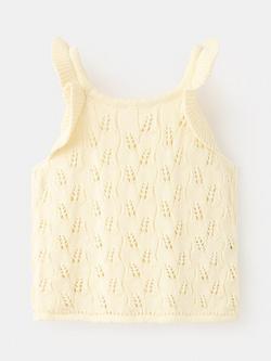Mango Kids' Sleeveless Ruffle Strap Knit Top, Pastel Yellow - view 2, Pastel Yellow
