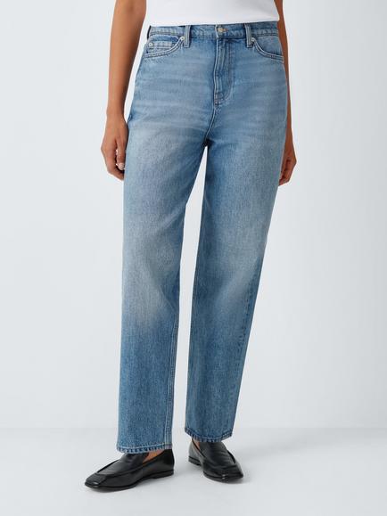 John Lewis Mid Rise Straight Leg Jeans, Light Blue, Light Blue