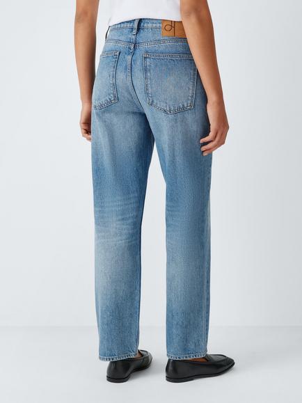 John Lewis Mid Rise Straight Leg Jeans, Light Blue - view 2, Light Blue