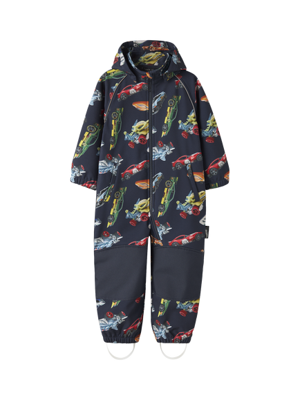 NAME IT Kids' Hot Wheels Print Softshell Onesie, Navy Blazer, Navy Blazer