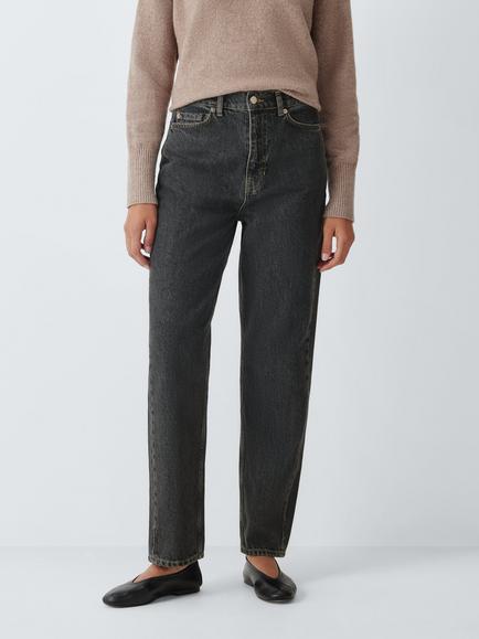 John Lewis High Rise Straight Leg Jeans, Black, Black