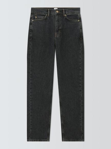 John Lewis Mid Rise Straight Leg Jeans, Black, Black
