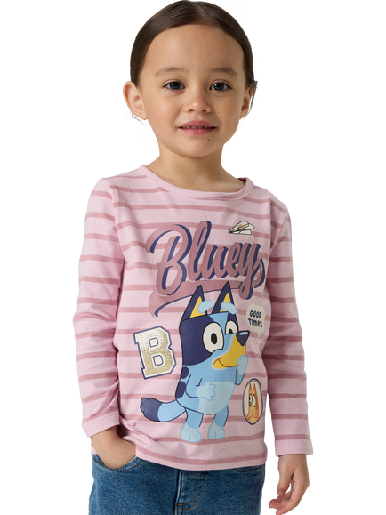 NAME IT Kids' Cotton Blend Bluey Glitter Top, Pirouette, Pirouette