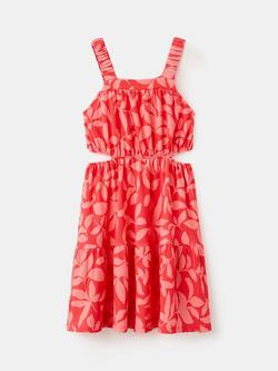 Mango Kids' Sleeveless Square Neck Tiered Dress, Fuchsia, Fuchsia