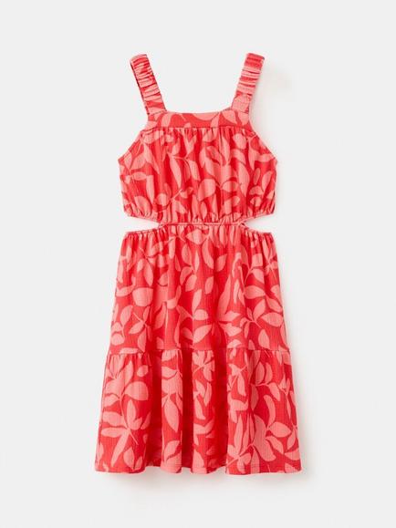 Mango Kids' Sleeveless Square Neck Tiered Dress, Fuchsia, Fuchsia