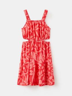 Mango Kids' Sleeveless Square Neck Tiered Dress, Fuchsia - view 2, Fuchsia