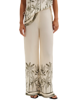 Malina Izabelle High Waist Wide Leg Trousers, Cream/Multi, Cream/Multi