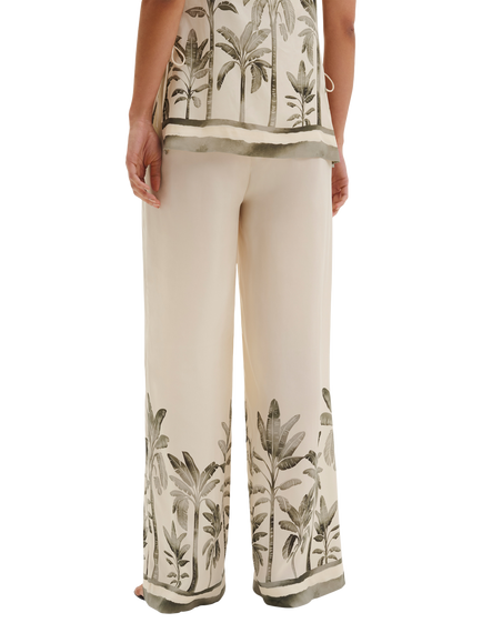 Malina Izabelle High Waist Wide Leg Trousers, Cream/Multi - view 2, Cream/Multi
