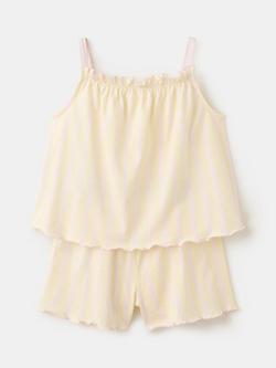 Mango Kids' Striped Short Pyjama Set, Pastel Yellow, Pastel Yellow
