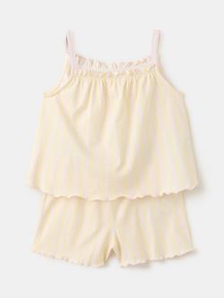Mango Kids' Striped Short Pyjama Set, Pastel Yellow - view 2, Pastel Yellow