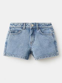 Mango Kids' Star Patch Denim Shorts, Mid Blue - view 2, Mid Blue