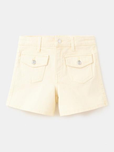 Mango Kids' Denim Shorts, Pastel Yellow, Pastel Yellow