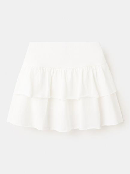 Mango Kids' Pure Cotton Mini Skirt, Off White