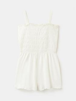 Mango Kids' Sleeveless Smock Playsuit, Cream, Cream