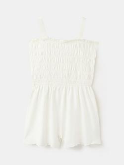 Mango Kids' Sleeveless Smock Playsuit, Cream - view 2, Cream