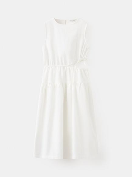 Mango Kids' Vestido Cotton Blend Cut Out Dress, White, White