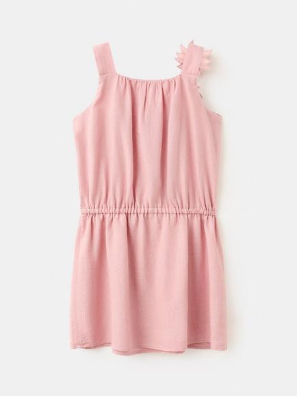Mango Kids' Vestido Linen Blend Sleeveless Dress, Pink - view 2, Pink