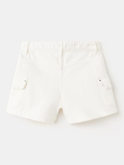 Mango Kids' Studded Denim Shorts, White - view 2, White