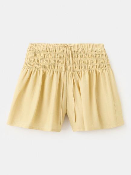 Mango Kids' Tie Front Paperbag Shorts, Yellow - view 2, Yellow