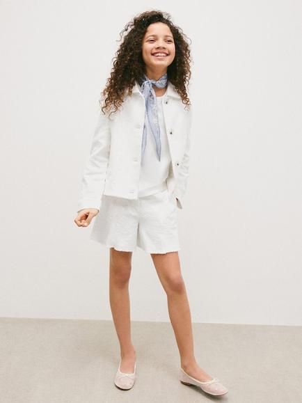 Mango Kids' Pure Cotton Shorts, White, White