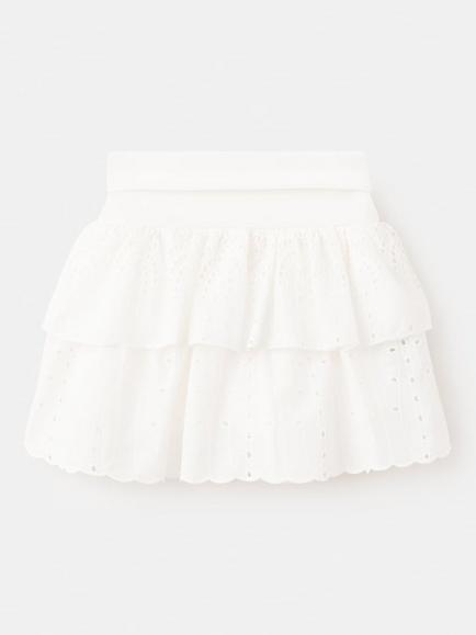 Mango Kids' Falda Olivia High Rise Broderie Skirt, Off White - view 2, Off White