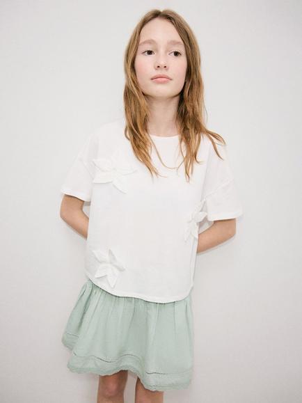 Mango Kids' Crochet Trim Skirt, Aqua, Aqua