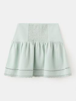 Mango Kids' Crochet Trim Skirt, Aqua - view 2, Aqua