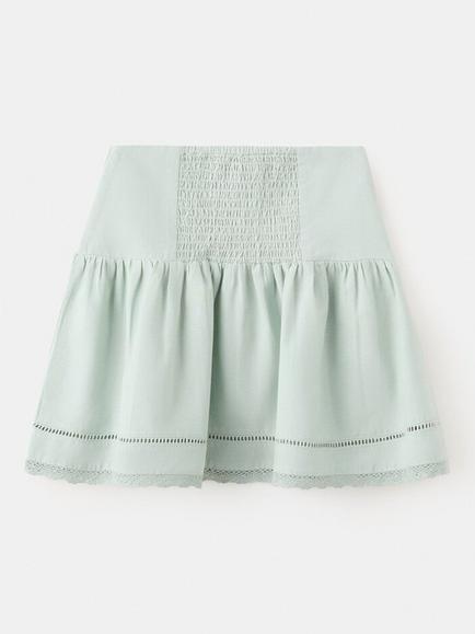 Mango Kids' Crochet Trim Skirt, Aqua - view 2, Aqua
