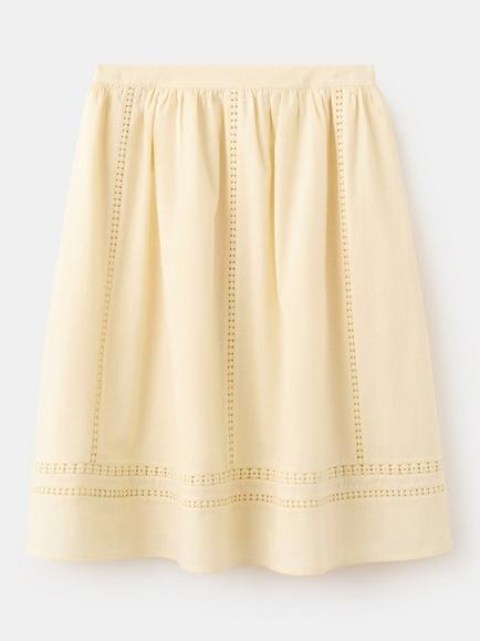 Mango Kids' Pure Cotton Embroidered Skirt, Pastel Yellow, Pastel Yellow