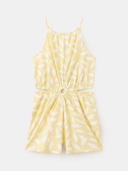 Mango Kids' Sleeveless Cut Out Playsuit, Yellow, Yellow