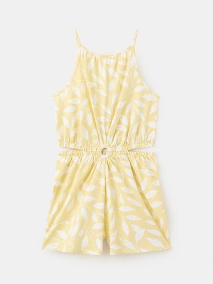 Mango Kids' Sleeveless Cut Out Playsuit, Yellow, Yellow