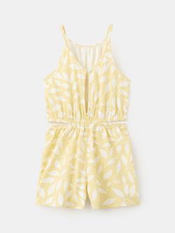 Mango Kids' Sleeveless Cut Out Playsuit, Yellow - view 2, Yellow
