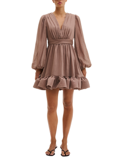 Malina Jadie Skater Fit and Flare Mini Dress containing TENCEL™ Lyocell, Taupe, Taupe