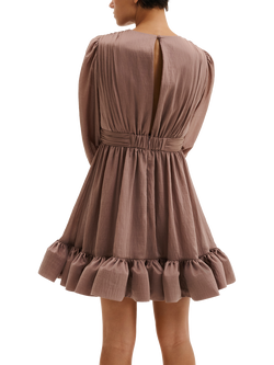 Malina Jadie Skater Fit and Flare Mini Dress containing TENCEL™ Lyocell, Taupe - view 2, Taupe
