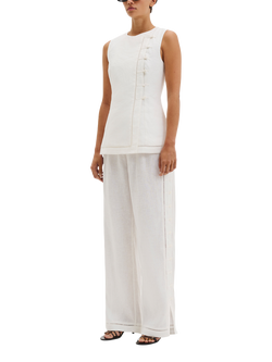 Malina Alessandra Button Detailed Trousers, White, White